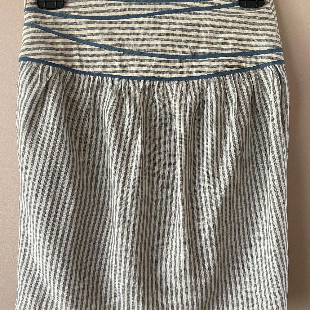 Anthropologie Calm Seas Skirt Blue Striped Linen Blend By Hype Size 6 - Picture 7 of 7